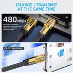 2-Pack Multiple Ports USB C/USB a Fast Charger Adapter with 4-In-1 USB C Cable 5FT Fast Charging Cord, Compatible with Iphone17/16/15/14/13/12/Pro Max Ipad Samsung Cellphone