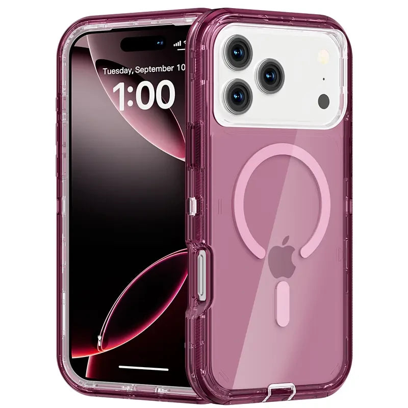 Magnetic Transparent Phone Case for Iphone 18 Pro Max/18 Pro 17 16 15 14,Compatible with Magsafe, 3-Layer Durable Dual Layer Transparent Magnetic Phone Cases, Heavy Duty Shockproof and Anti-Drop Protective Cover