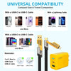 2-Pack Multiple Ports USB C/USB a Fast Charger Adapter with 4-In-1 USB C Cable 5FT Fast Charging Cord, Compatible with Iphone17/16/15/14/13/12/Pro Max Ipad Samsung Cellphone